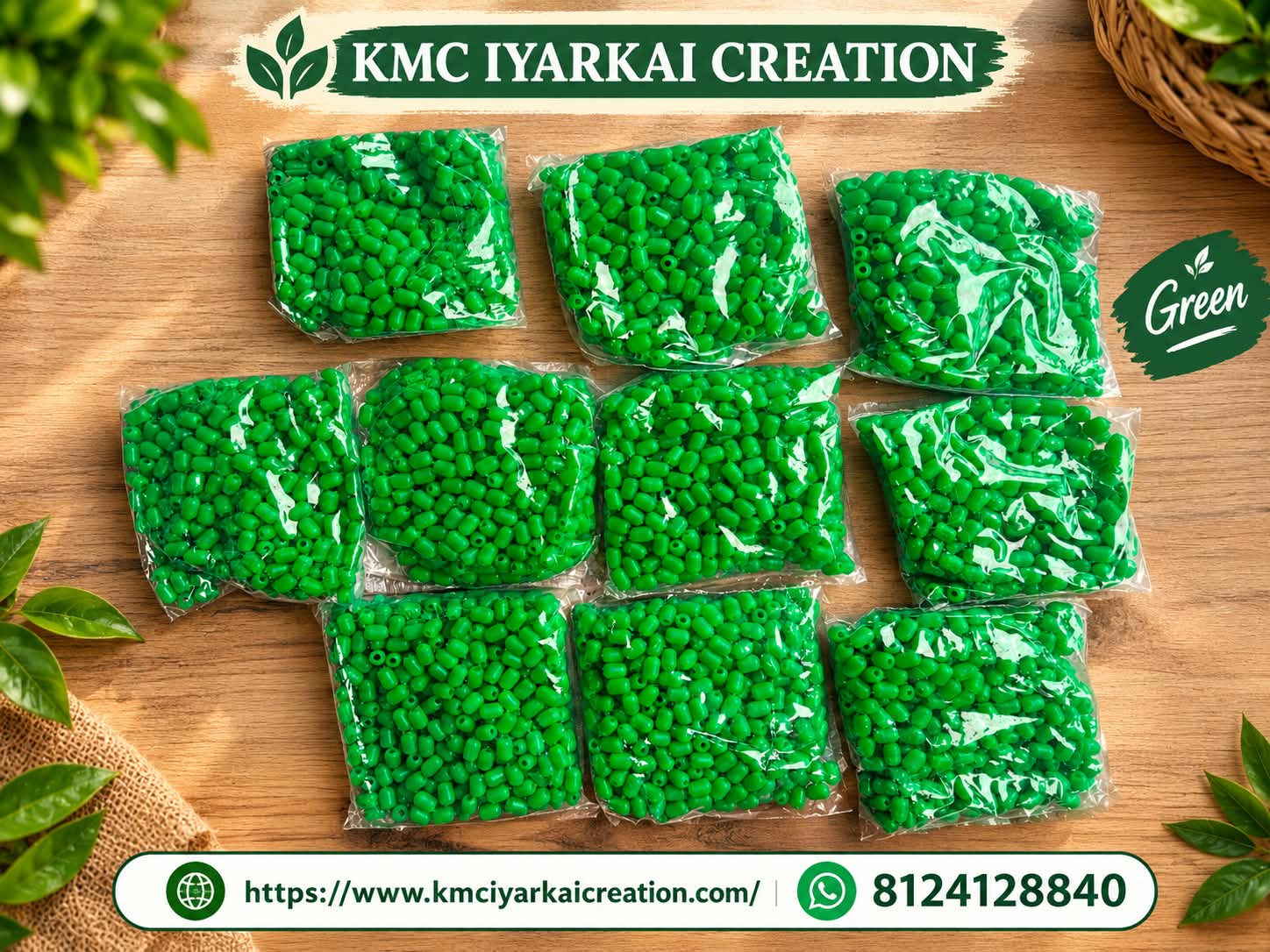 100 grams green cylinder beeds for making wire basket 2
