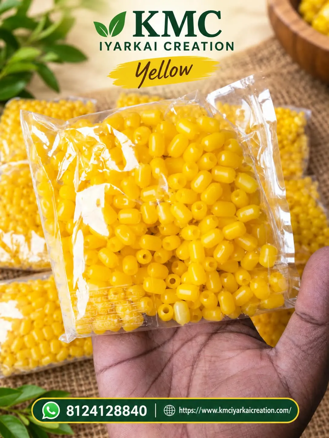 1kg cylinder beeds yellow colour for making wire basket