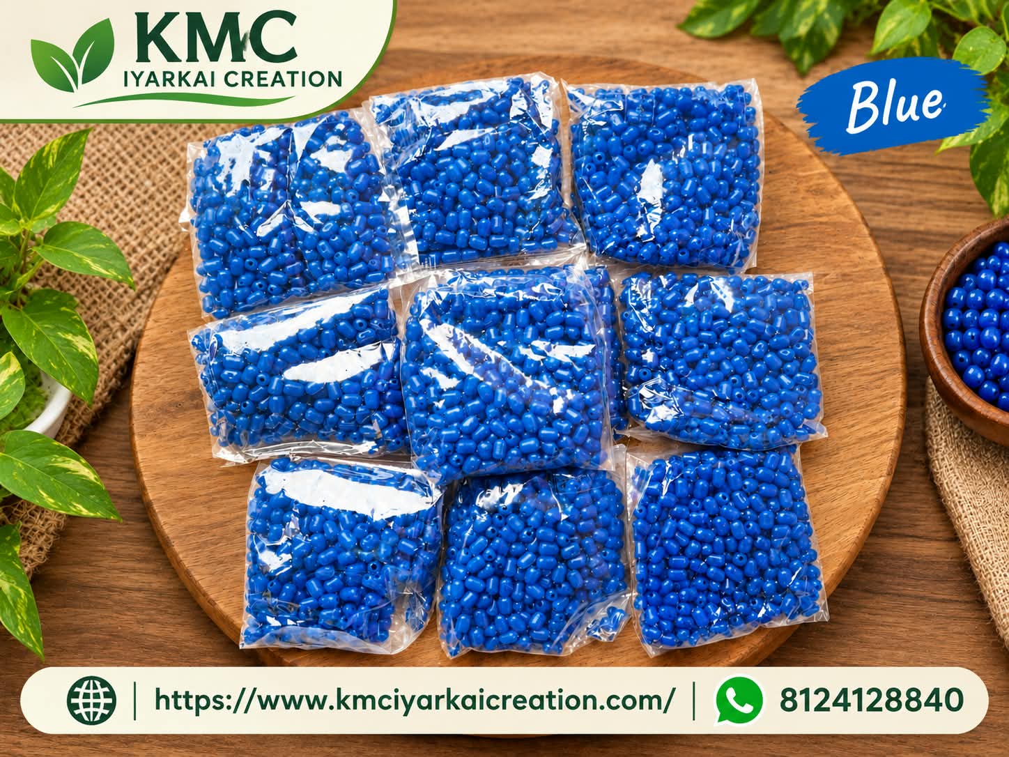 100 grams blue cylinder beeds for making wire basket 2