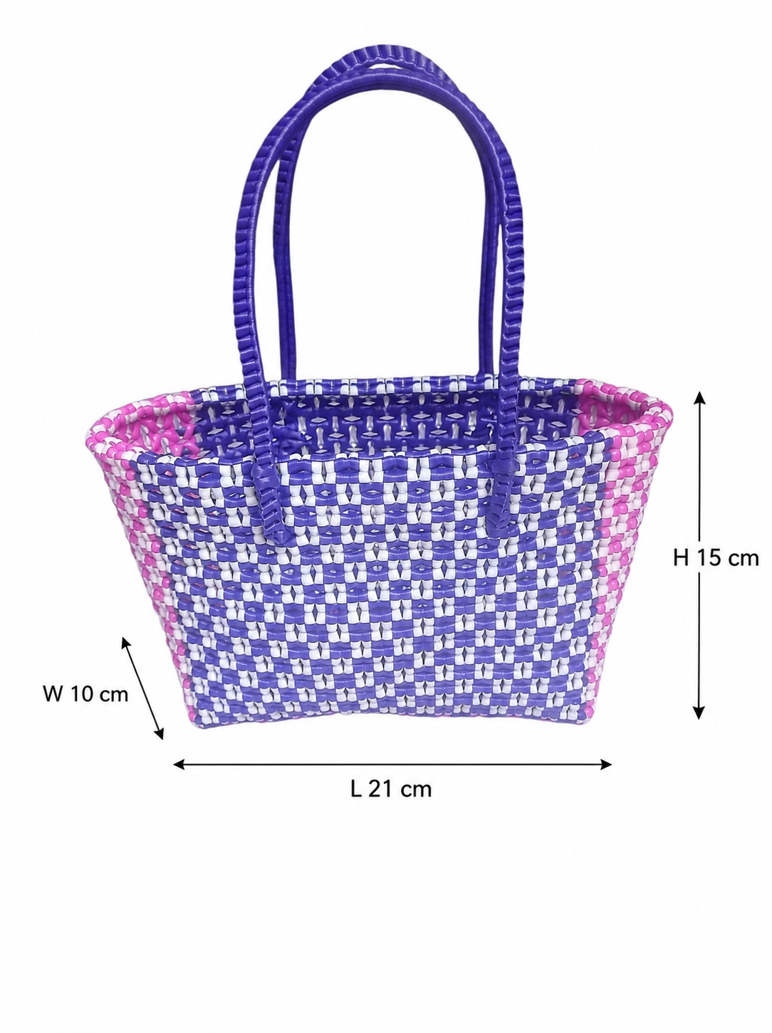 Deluxe Premium Handmade Wire Woven Bags | Traditional Plastic Wire Handbags | Reusable Shopping & Gift Bags | KMC Iyarkai Creation |Pink purple_SivanKan 3