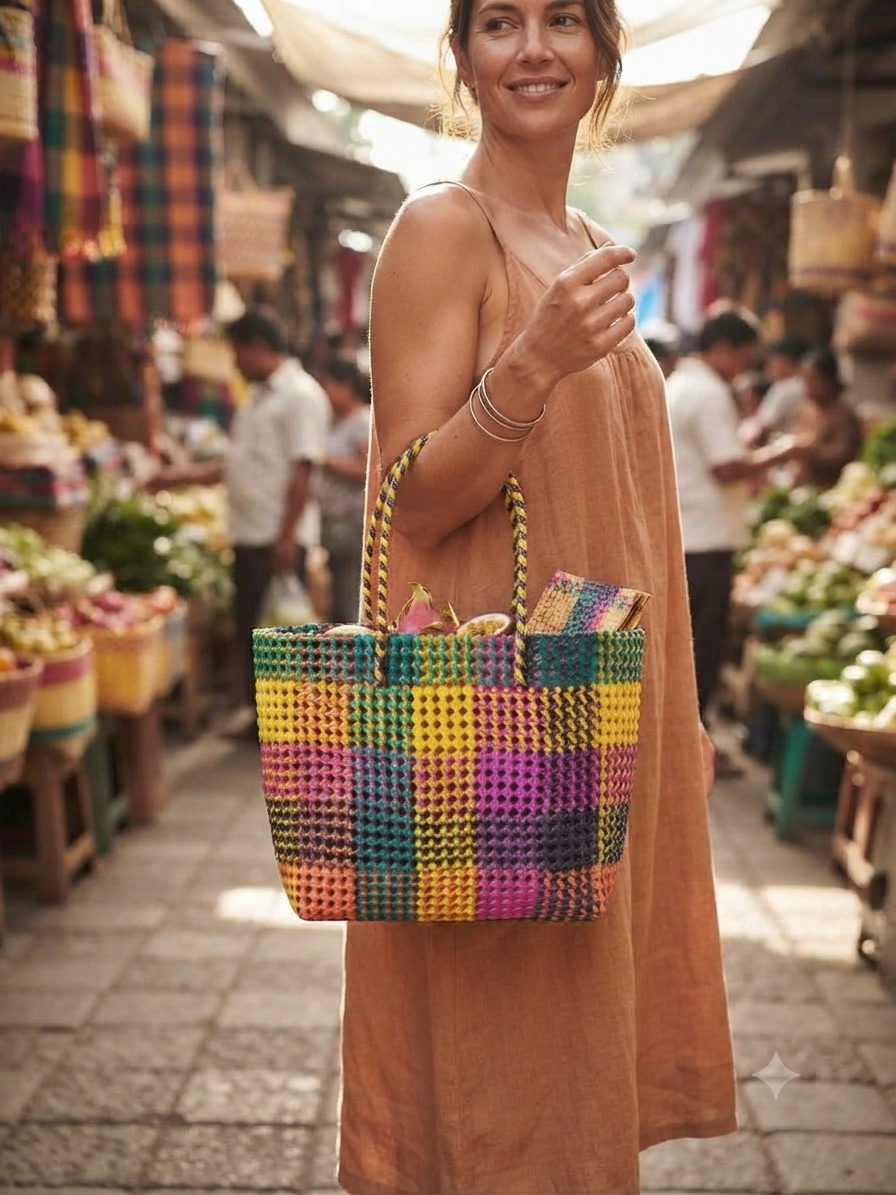 Deluxe madras check medium size 28 cm x 26 cm multicolour premium 2