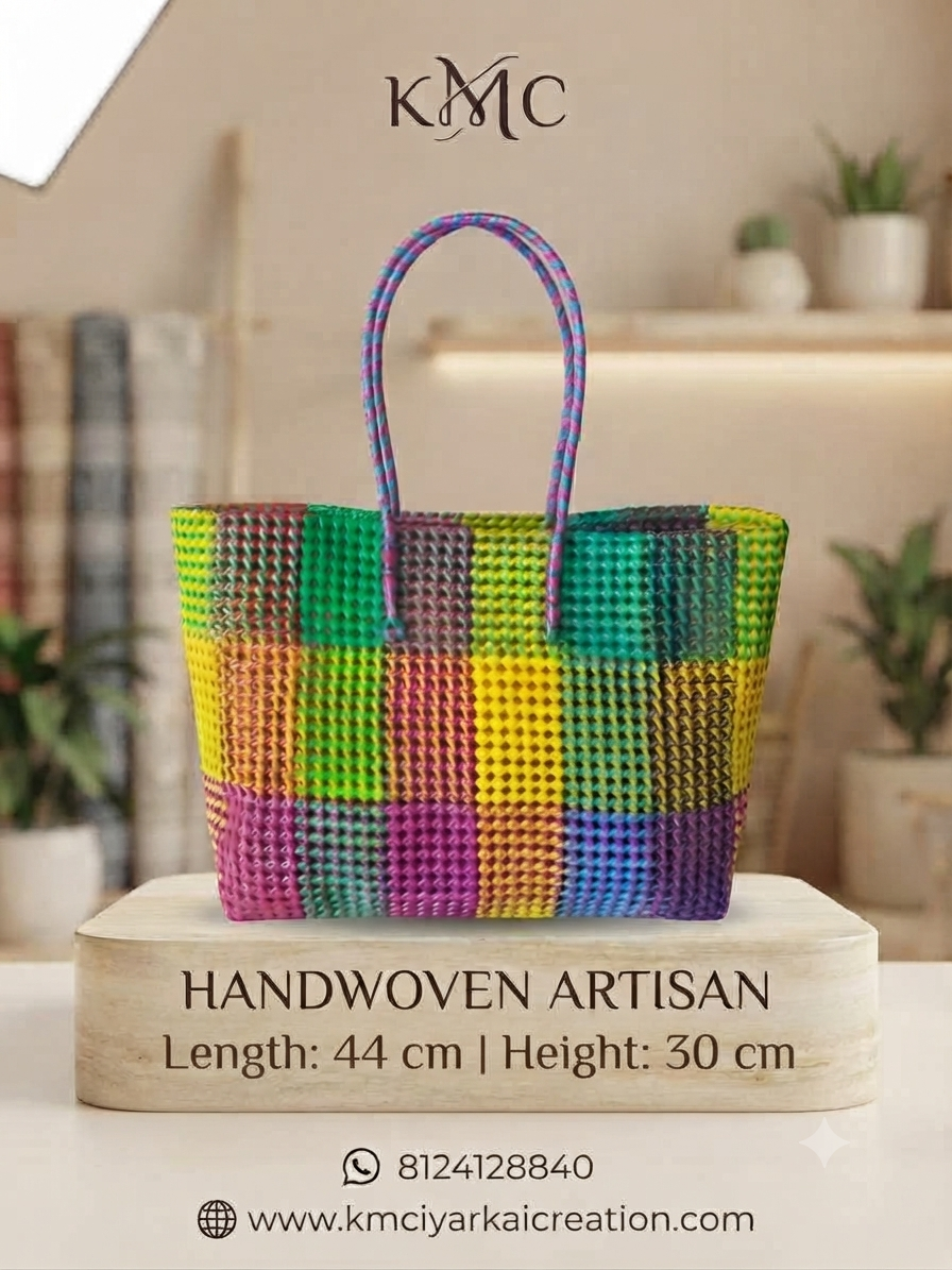 Deluxe madras check multicolour stylish 44cm x 30 cm premium quality wire basket big size 2