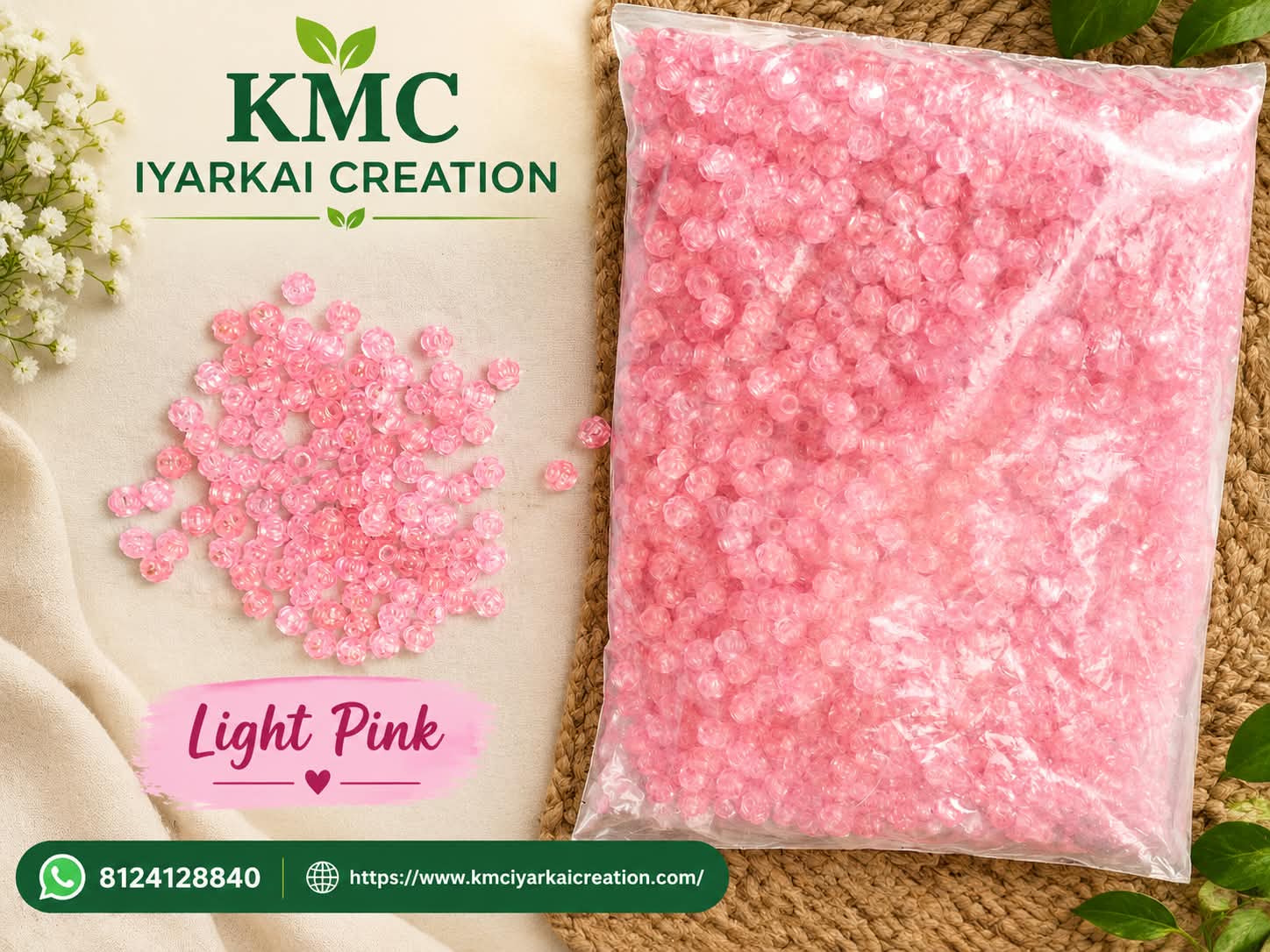 1kg light pink amala beeds for making wire basket 2