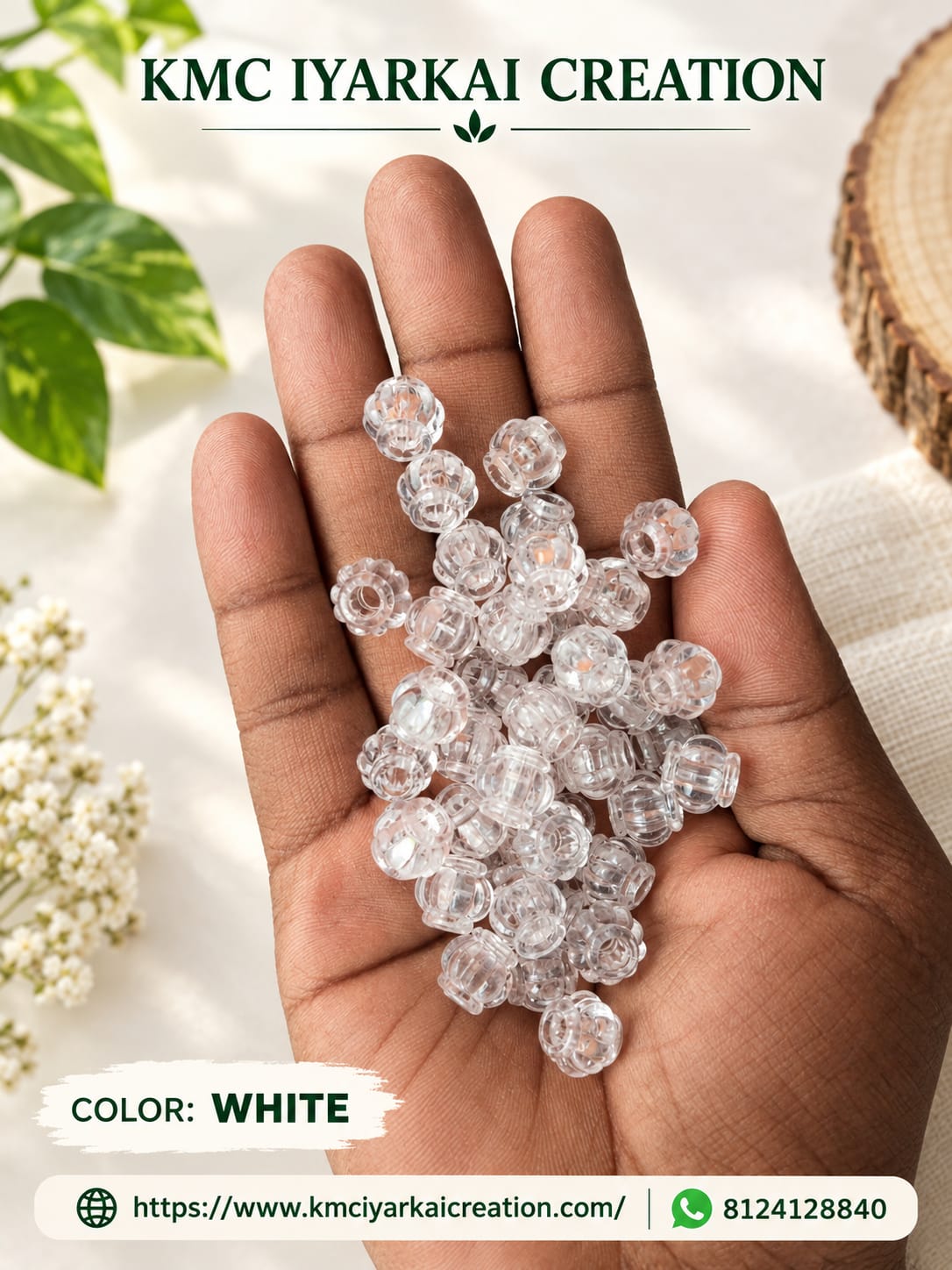 100 grams white amala beeds for making wire basket
