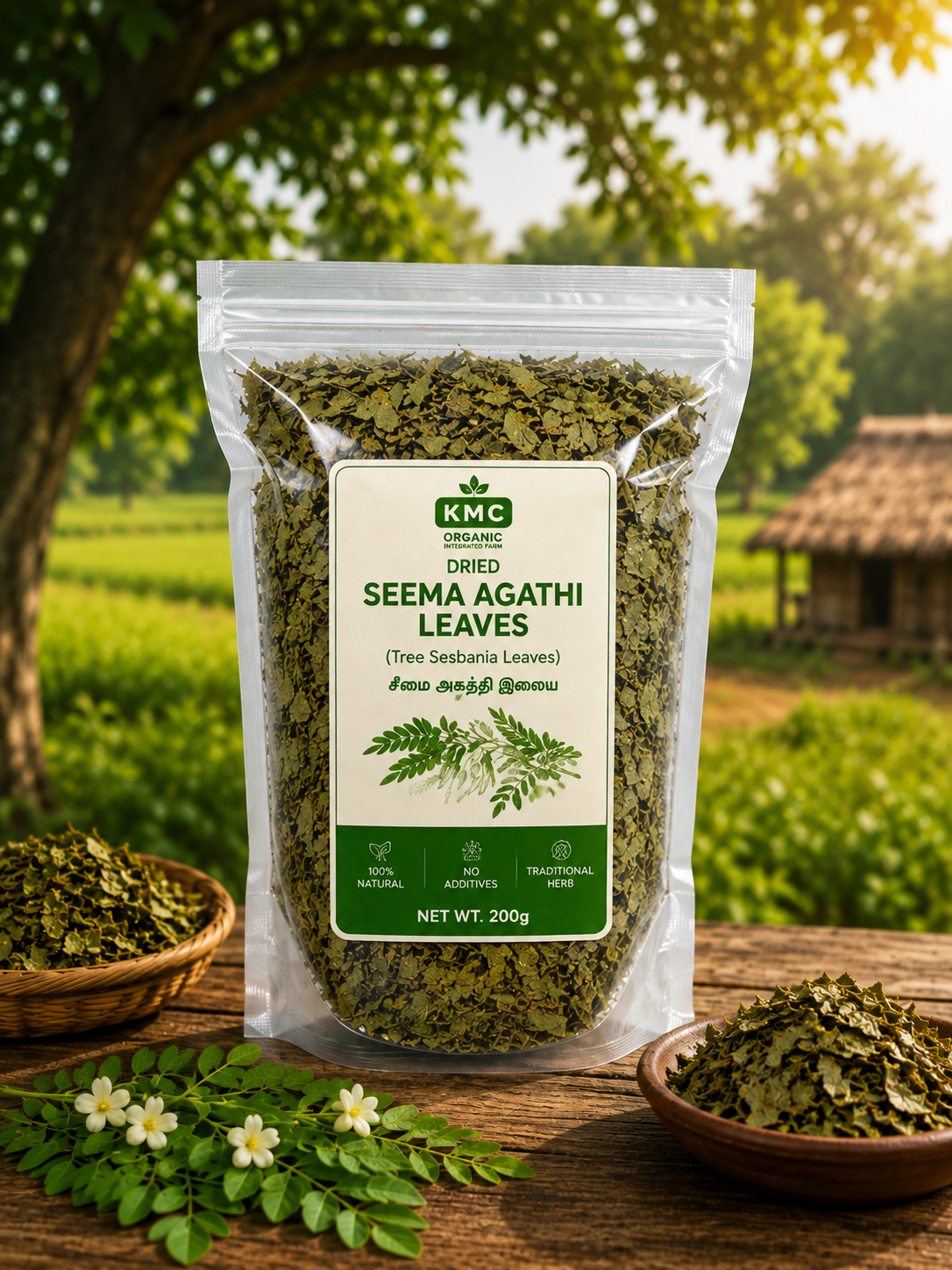 KMC Seema Agathi Dried Leaves 200g | Sesbania grandiflora Leaves | Naturally Dried Herbal Leaves | Traditional Herbal & DIY Use | Premium Quality