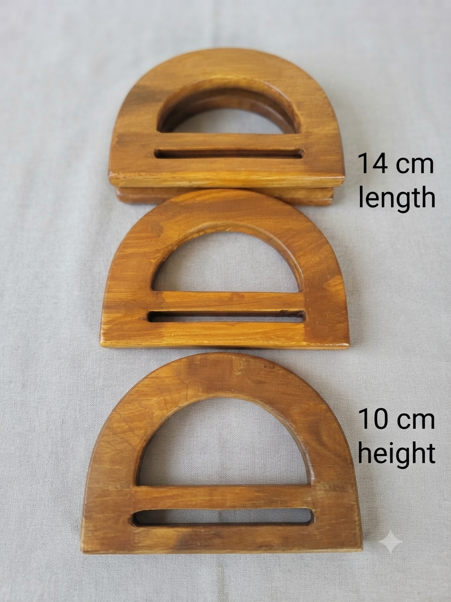 One pair Wooden handle semi circle with square shape  design 14 cm x 10 cm handmade premium quality for wire basket circle design