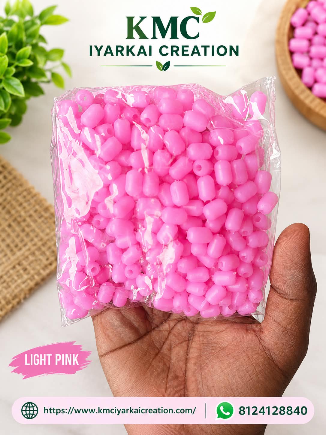 1kg light pink cylinder beeds for making wire basket