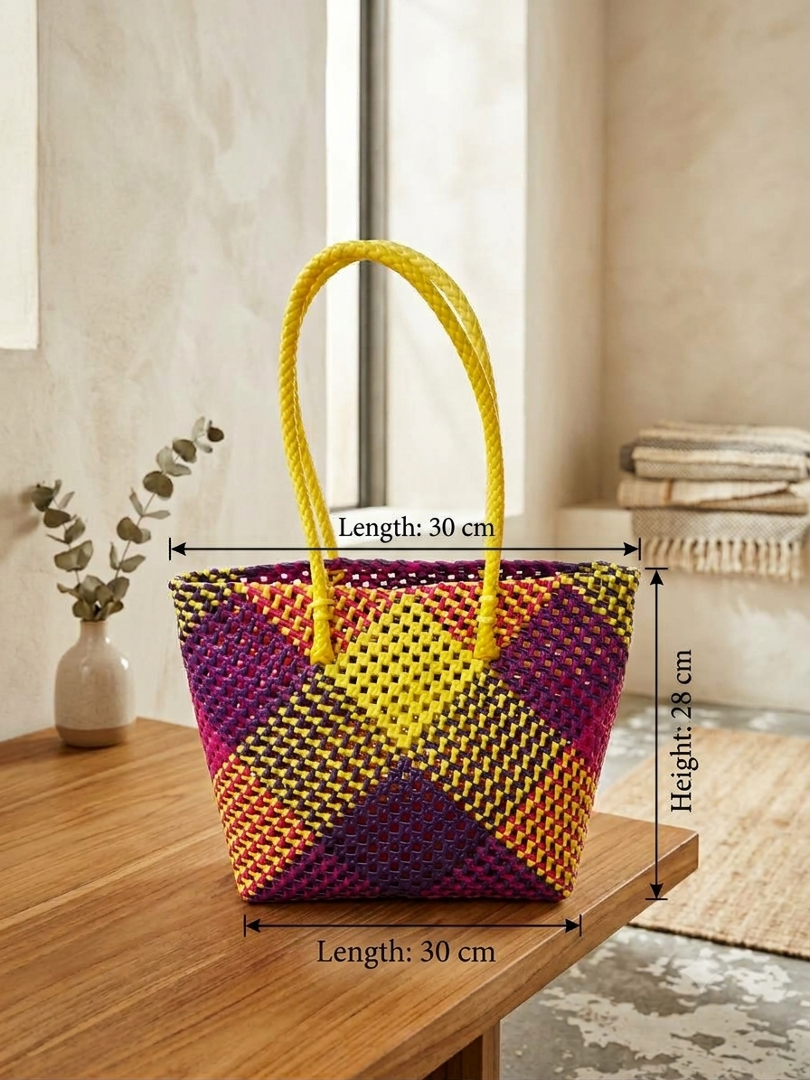 Deluxe cross red yellow combination 30 cm x 28 cm wire basket multi colour medium size premium quality 2