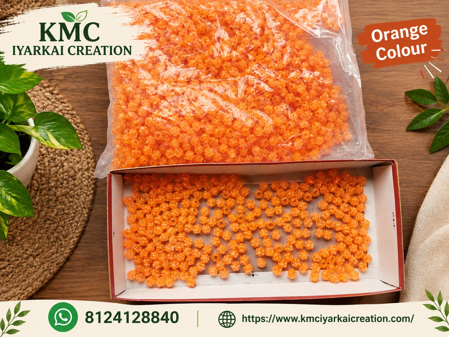 100 grams orange amala beeds for making wire basket 2