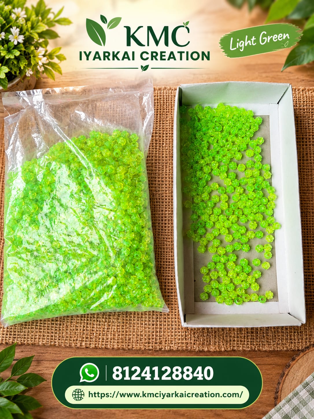 1 kg Amala beeds light green for basket making 2