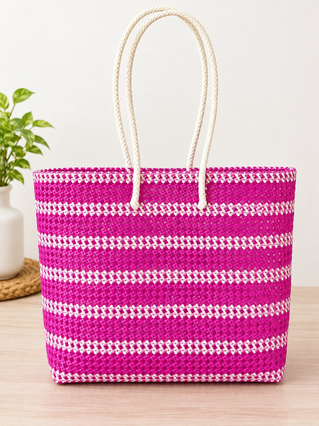 Deluxe pink and white large size handmade wire baskt 38*35 cm premium quality