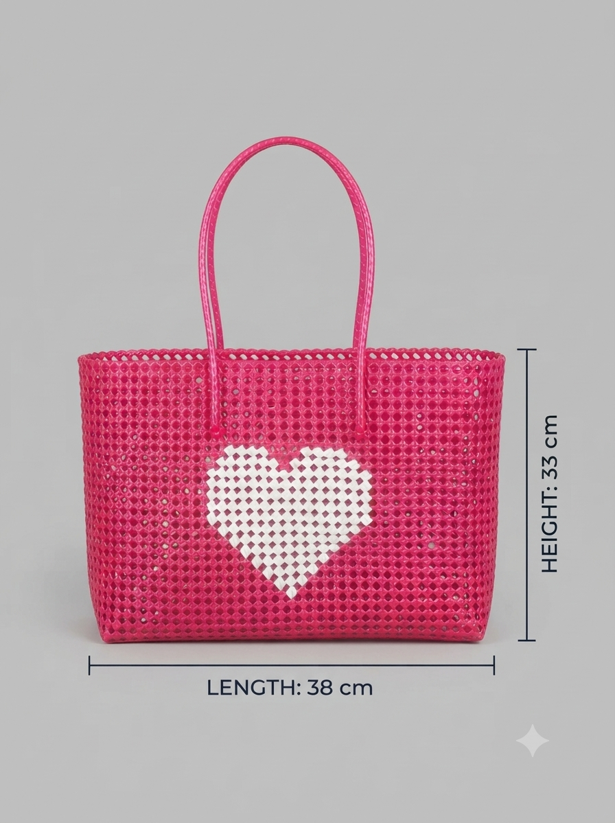 Deluxe red colour with white heart 38 cm x 33 cm x 13 cm premium quality wire basket 2