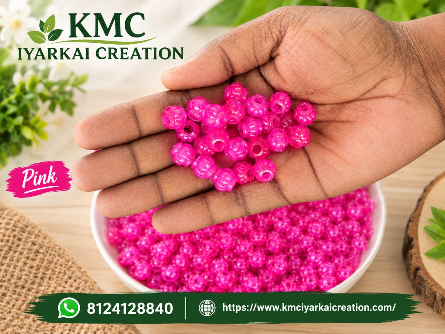 1kg pink colour amala beeds for making wire basket