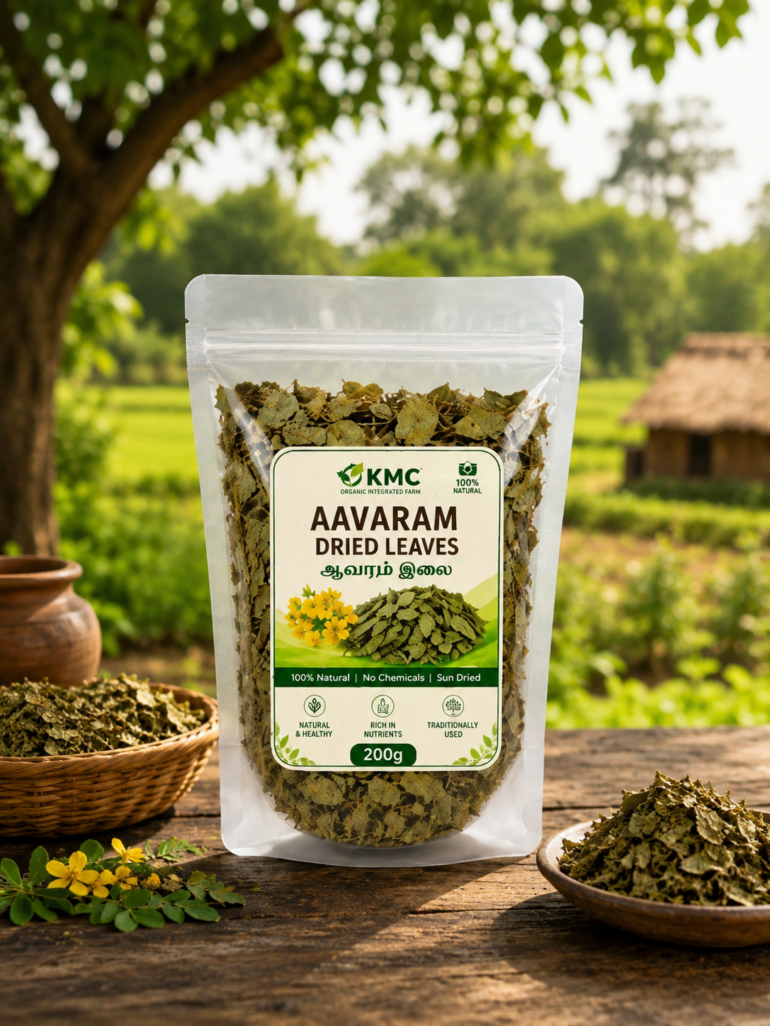 KMC Aavaram Dried Leaves 200g | Cassia auriculata | Naturally Sun-Dried Aavaram Poo Leaves | 100% Natural Herbal Leaves | Traditional Herbal Use & DIY Preparations