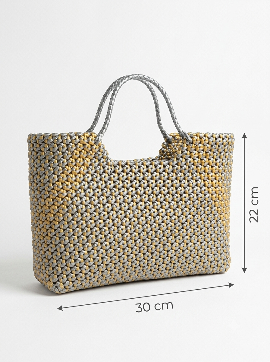 Deluxe Silver and gold colour amla knot 30 *22 cm premium quality handmade basket