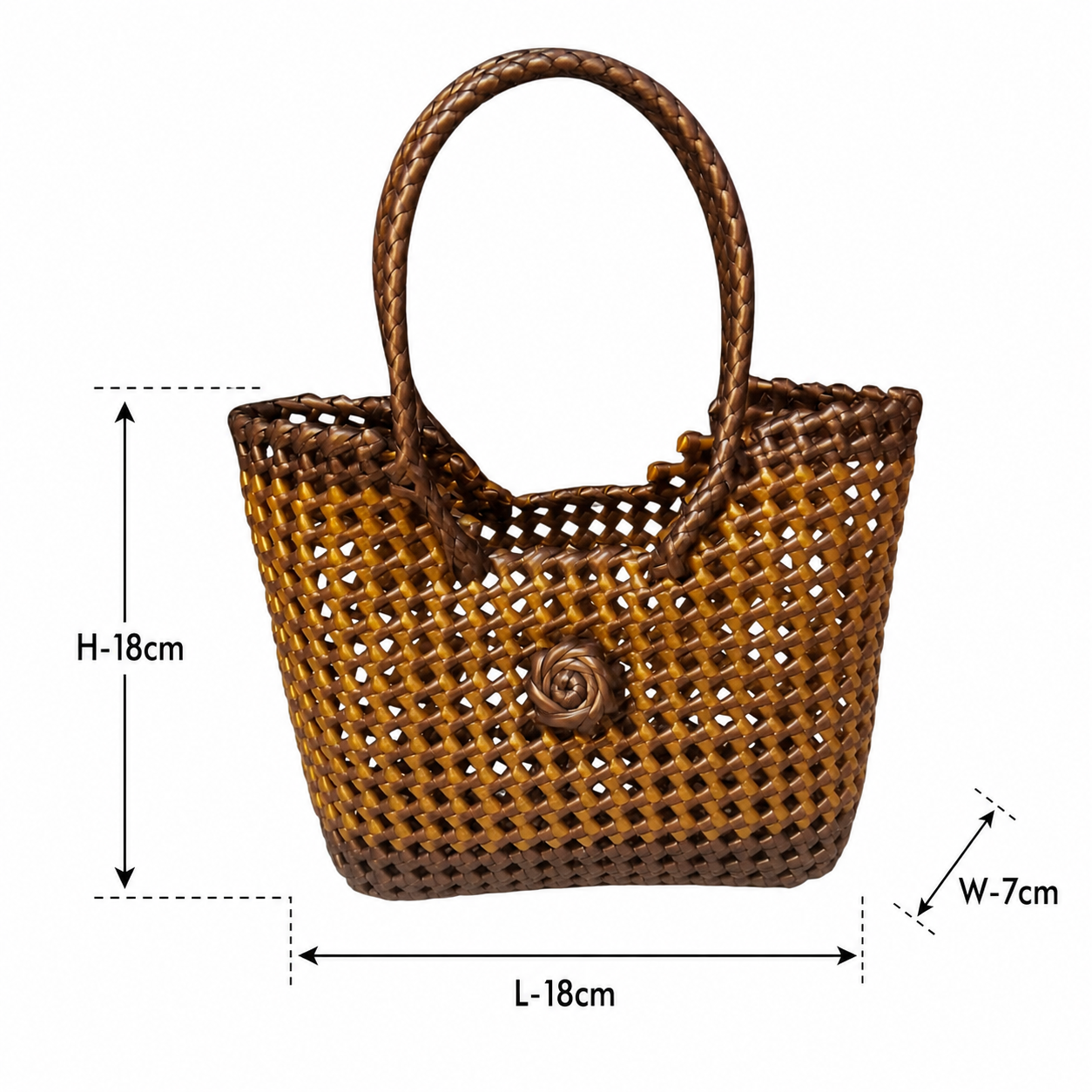 Deluxe Premium Handmade Wire Woven Bags | Traditional Plastic Wire Handbags | Reusable Shopping & Gift Bags | KMC Iyarkai Creation|Brown and Grey 2