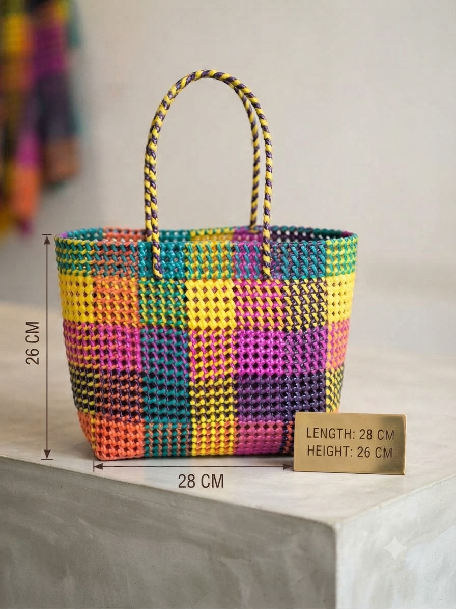 Deluxe madras check medium size 28 cm x 26 cm multicolour premium 4