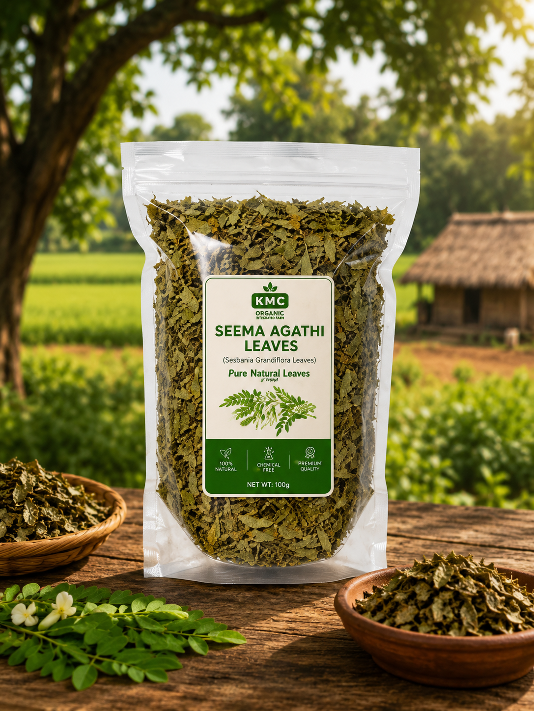KMC Seema Agathi Dried Leaves 100g | Sesbania grandiflora Leaves | Naturally Dried Herbal Leaves | Traditional Herbal & DIY Use | Premium Quality