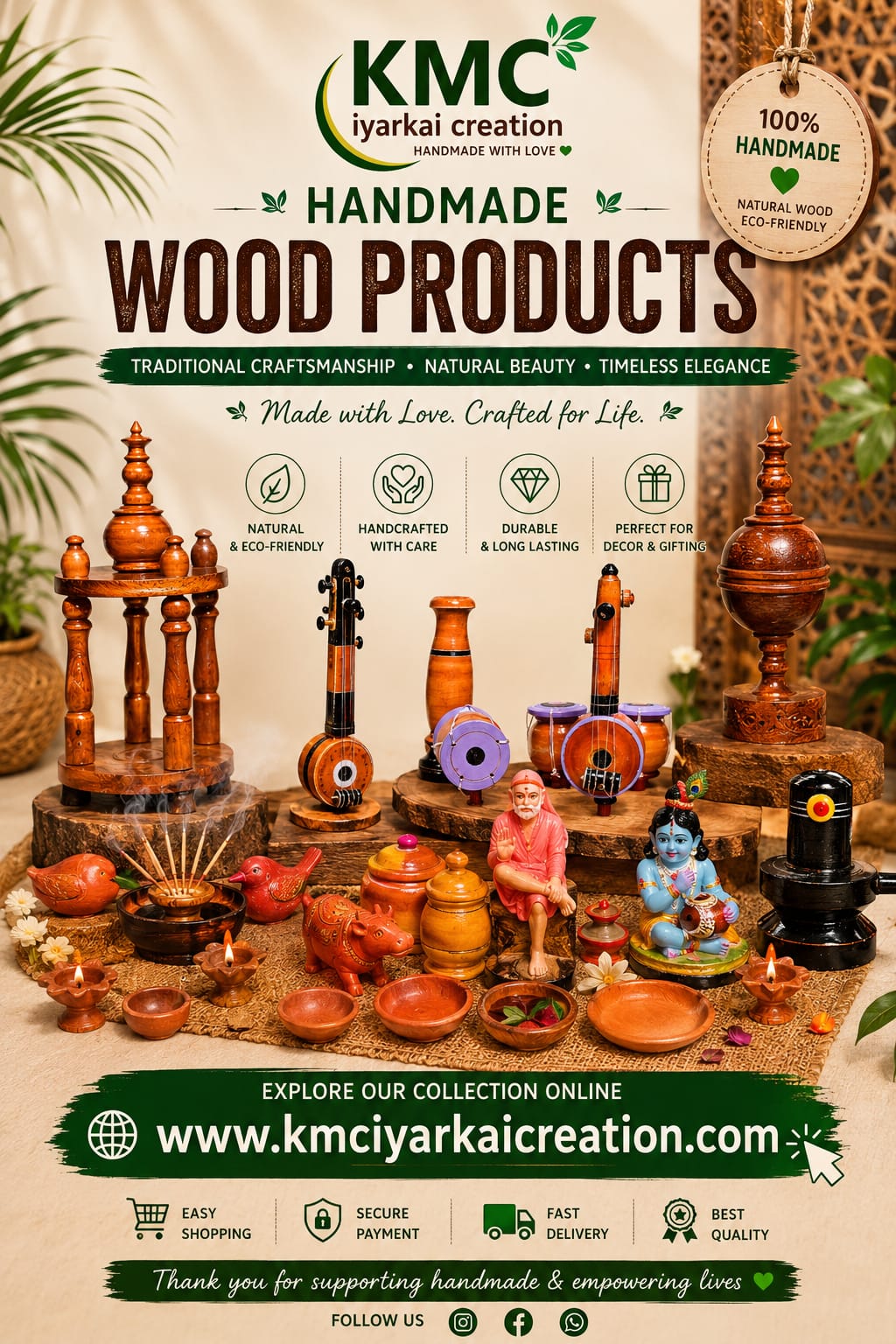 Traditional Handmade Wooden Kilukku Toy for Kids | Wooden Rattle Sound Toy | Pure Wood Children’s Toy 4
