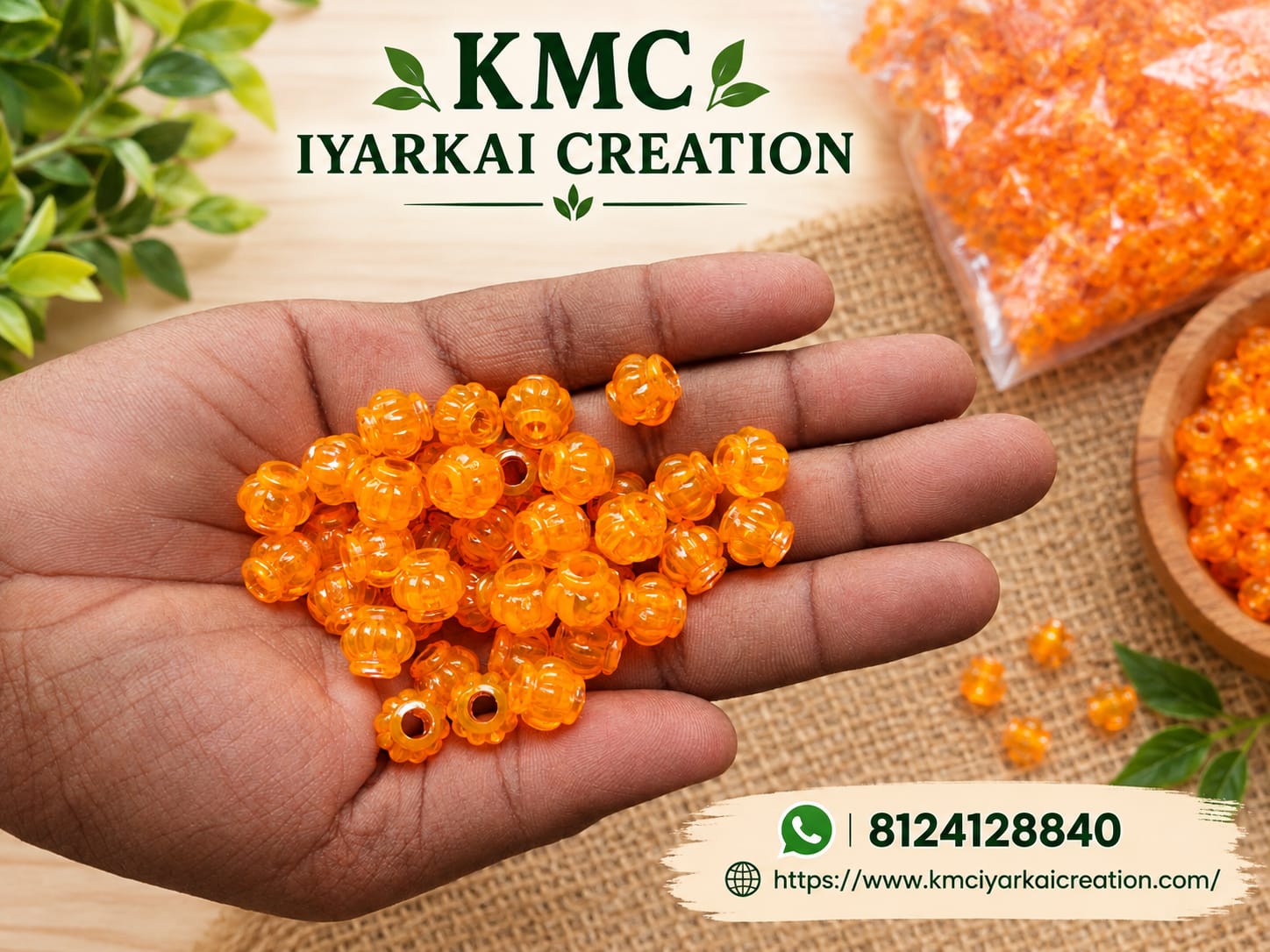 100 grams orange amala beeds for making wire basket