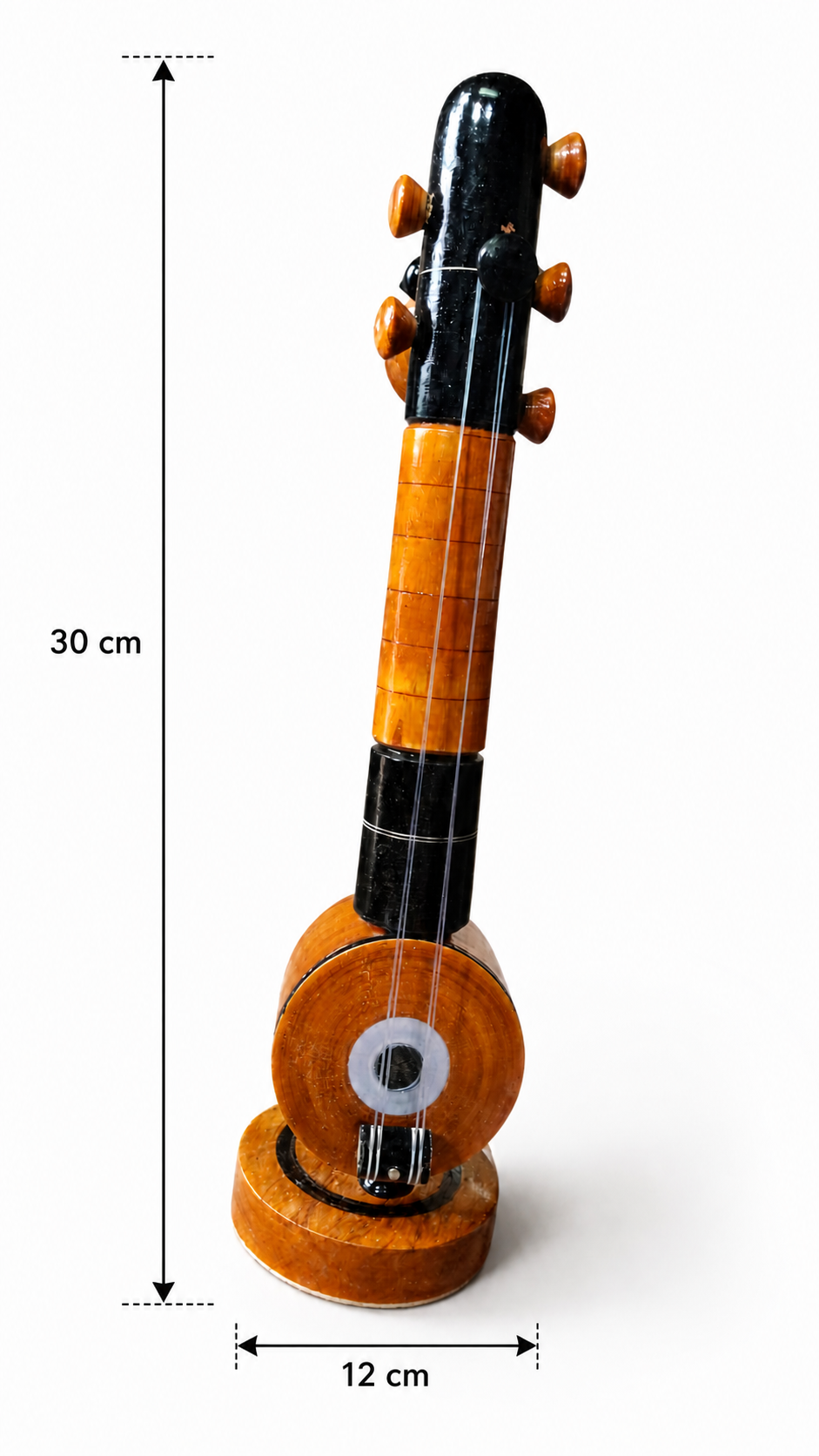 KMC Handmade Wooden Mini Veena 30 cm | Traditional Indian Musical Instrument Showpiece | Wooden Veena Decorative Item | Home, Office & Pooja Decor | Traditional Gift 3