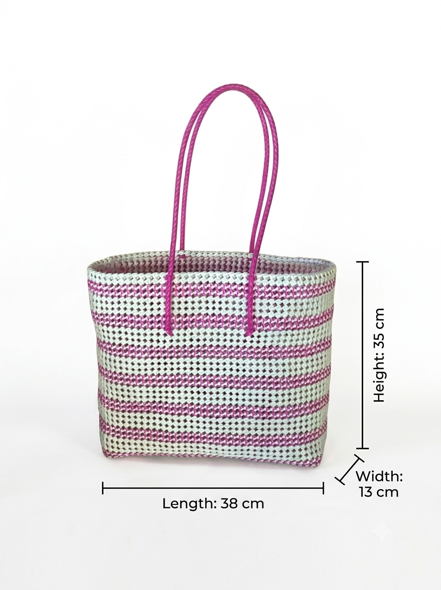 Deluxe pink and white large 38 x35 cm large handle premium quality basket