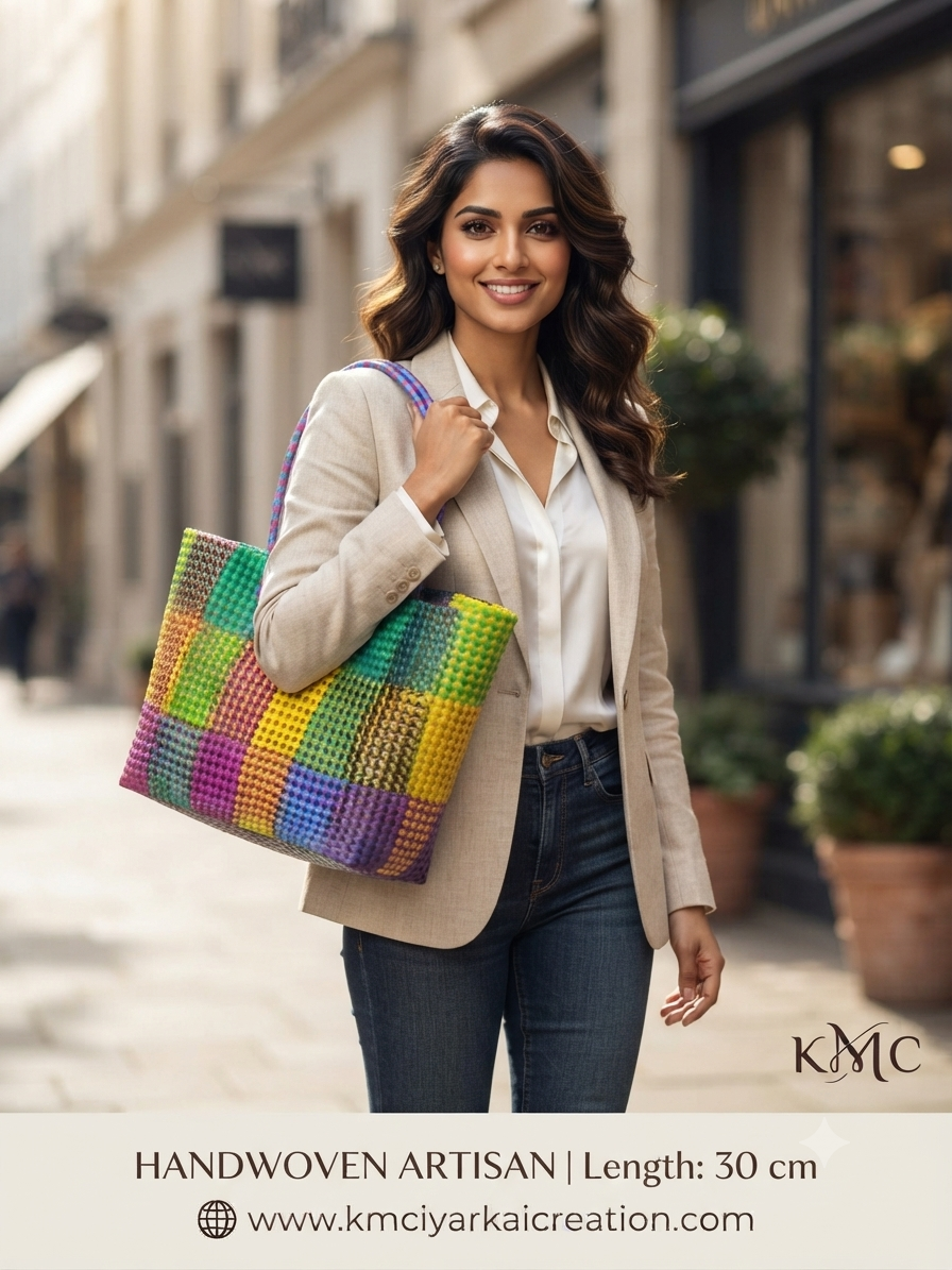 Deluxe madras check multicolour stylish 44cm x 30 cm premium quality wire basket big size 3
