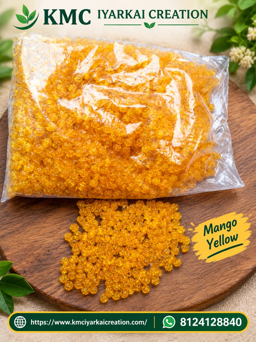 100 grams mango yellow amala beeds for making wire basket 2