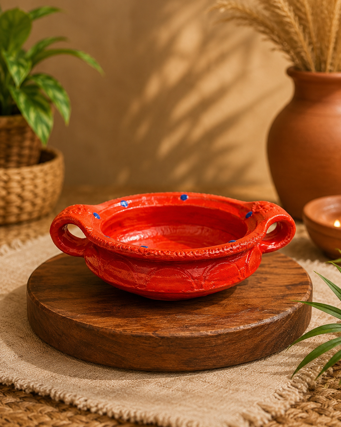 Premium Handmade Terracotta Clay Decor & Utility Products | Eco-Friendly Traditional Pottery | Artisan Handcrafted Home Décor & Gift Items – Pink Uruli Bowl