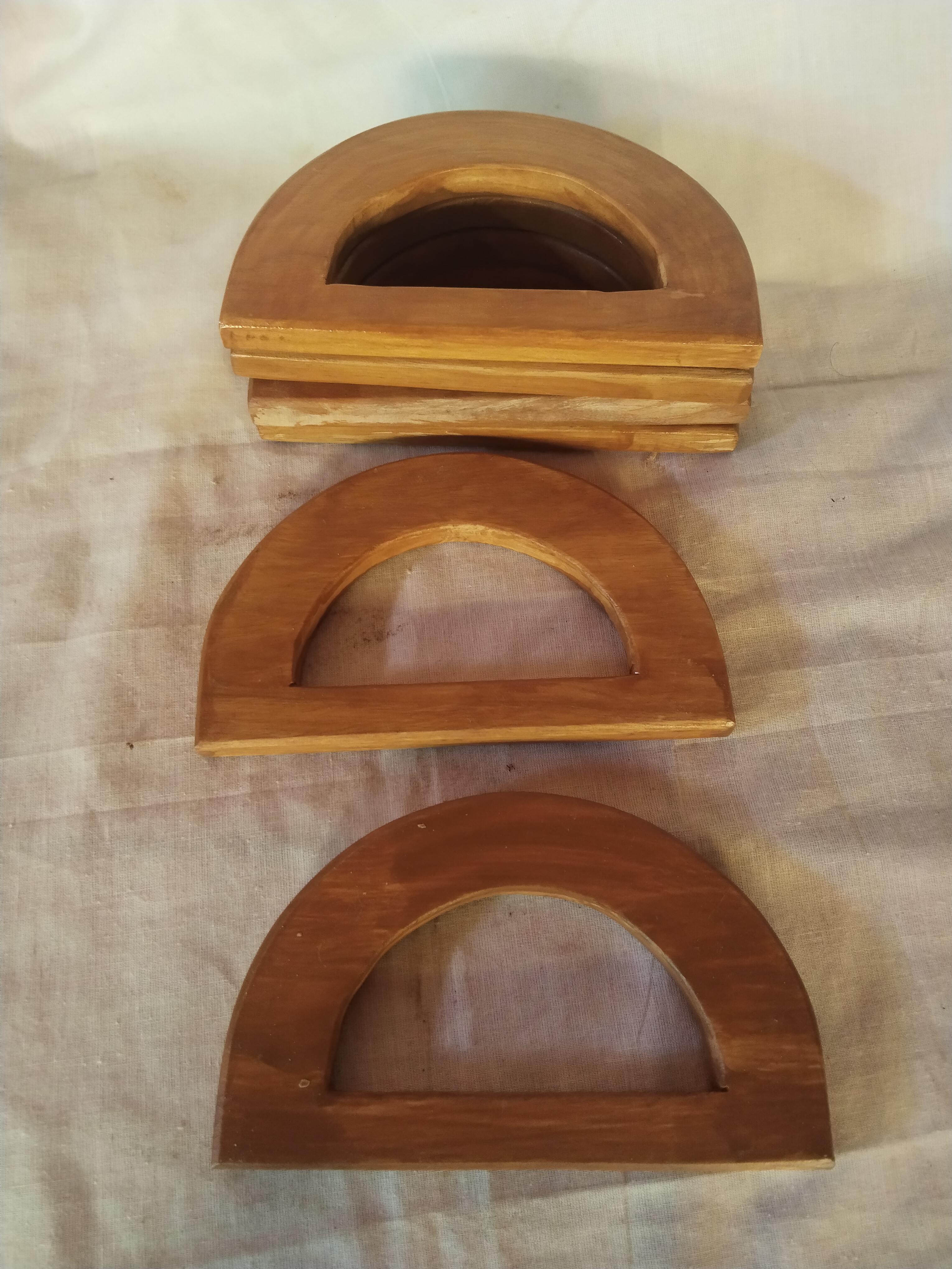One pair Wooden handle semi circle 14 cm x 8 cm handmade premium quality for wire baske 2