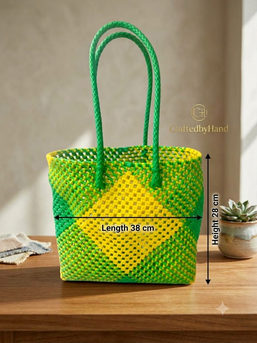 Deluxe cross light green and yellow square combination 30 cm length and 28 cm height premium quality wire basket 2
