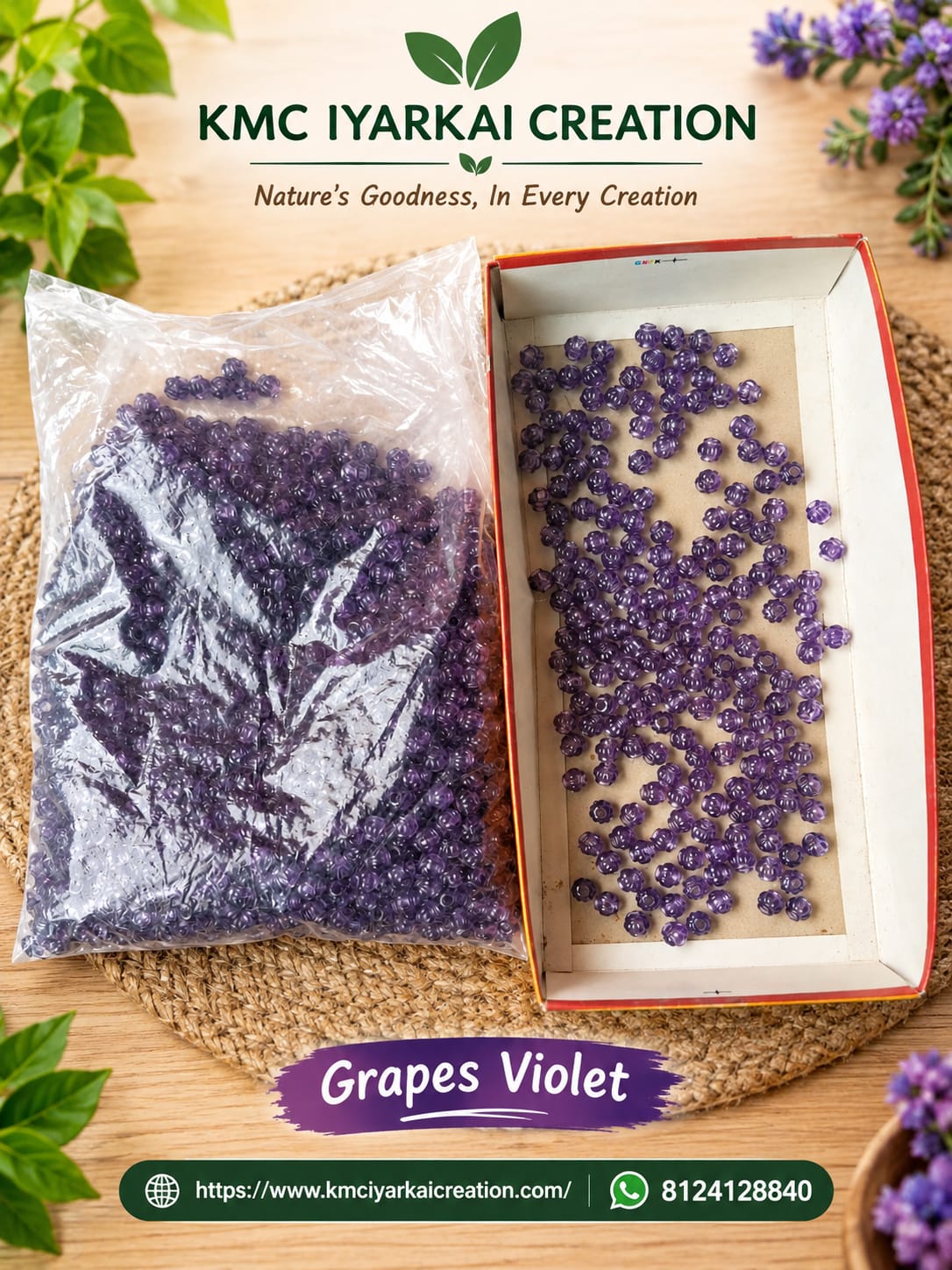 100 grams grapes violet amala beeds 2