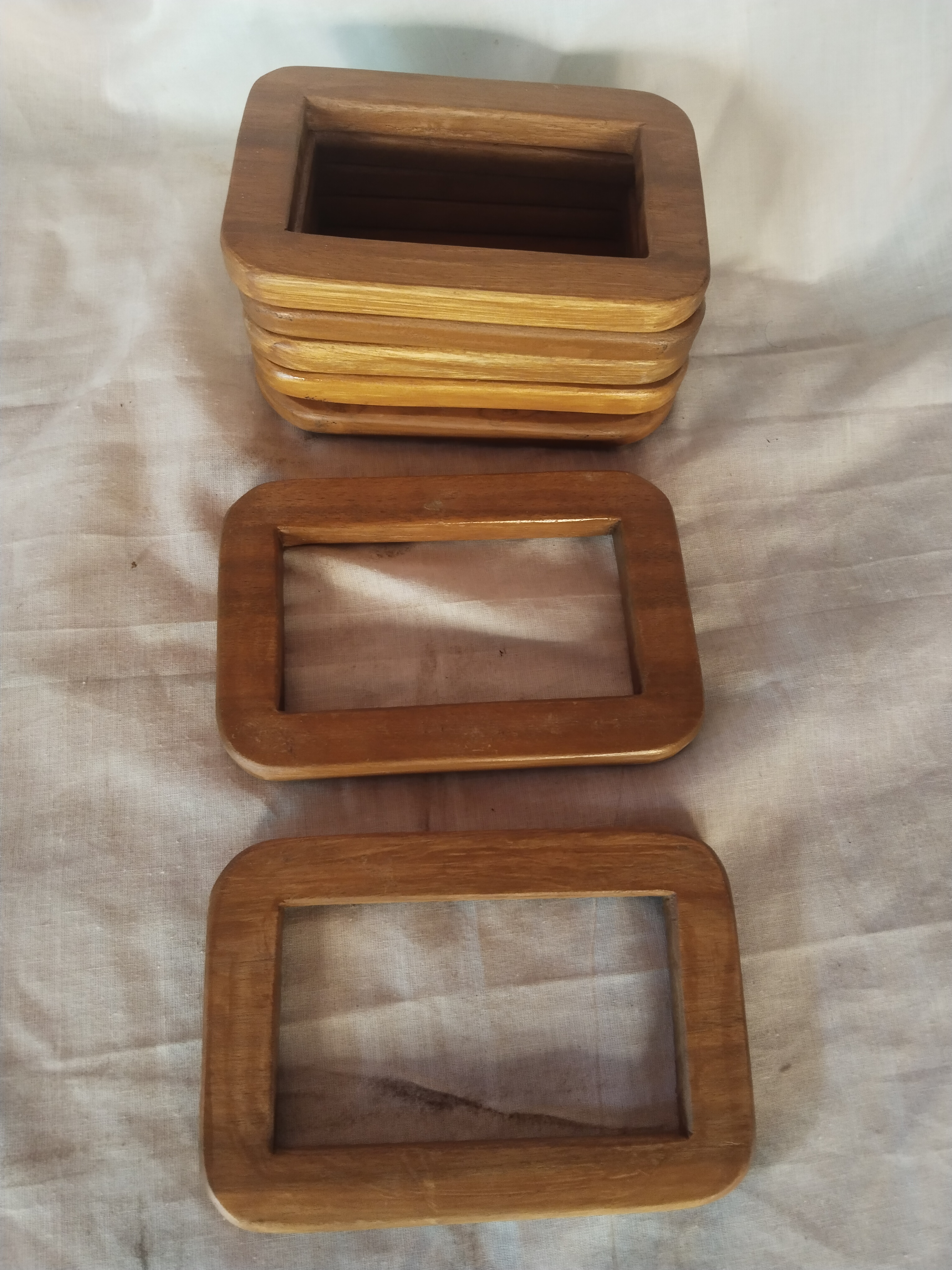 One pair Wooden handle rectangle 14 cm x 10 cm handmade premium quality for wire basket 2