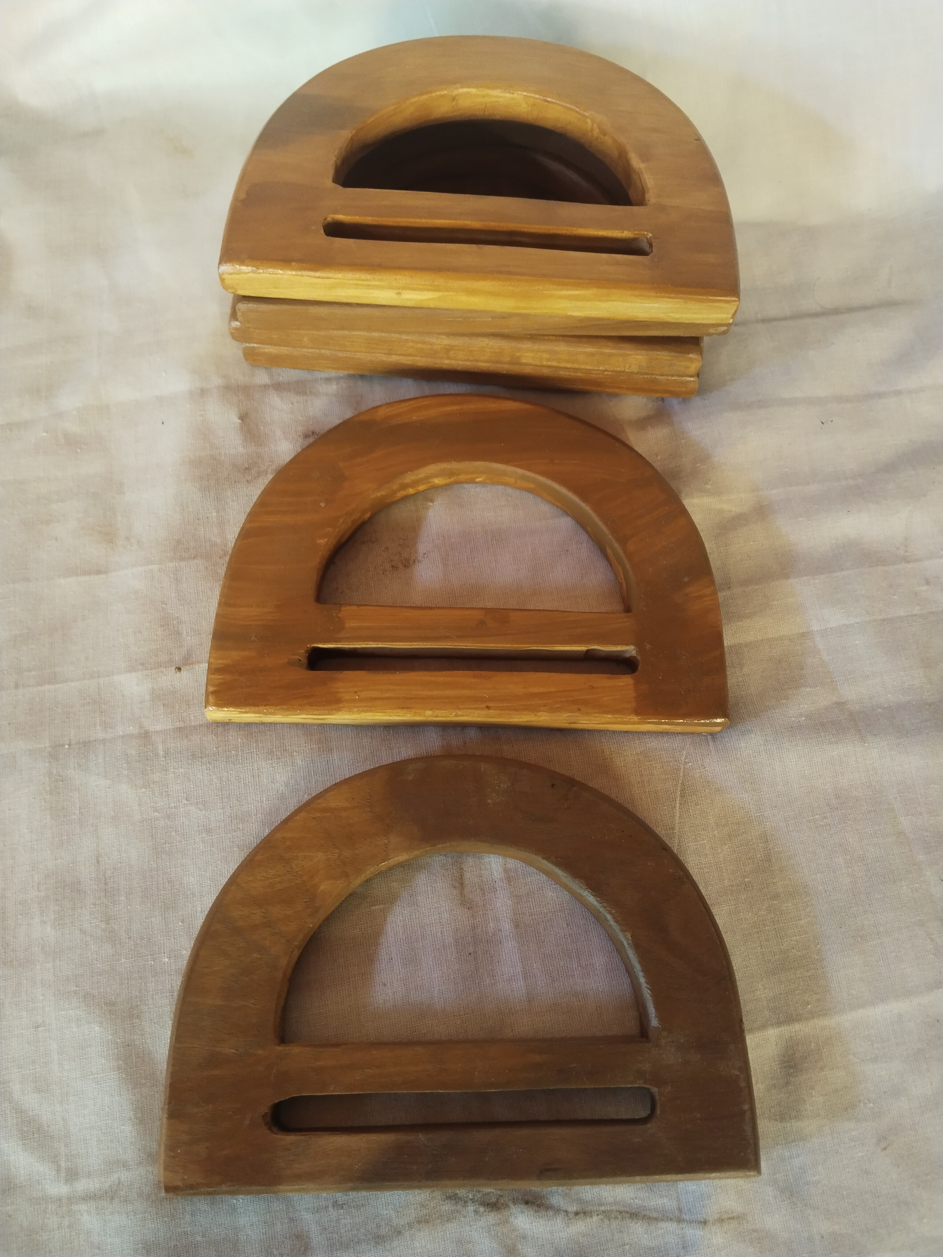 One pair Wooden handle semi circle with square shape  design 14 cm x 10 cm handmade premium quality for wire basket circle design 2