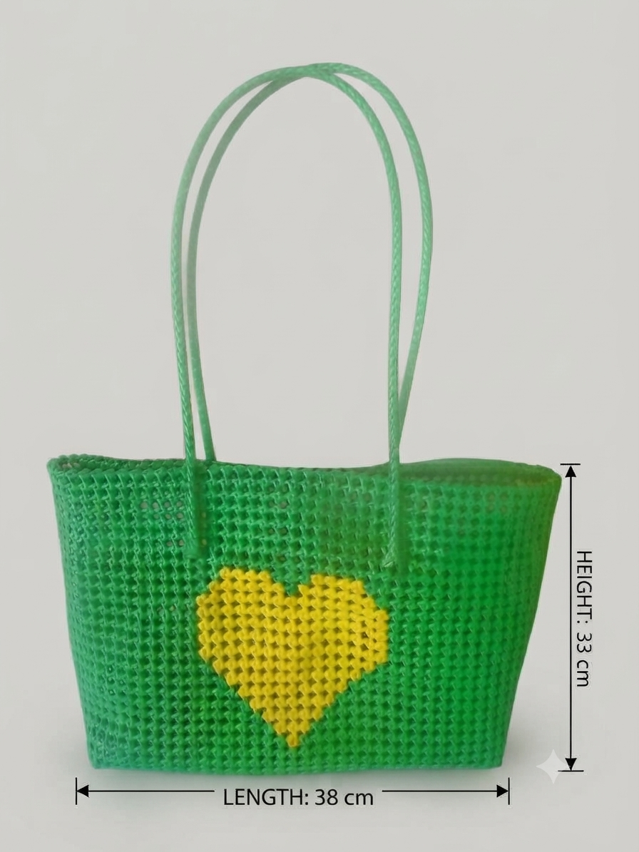Deluxe light green with yellow heart 38 cm x 33 cm x 13 cm premium quality wire basket 2