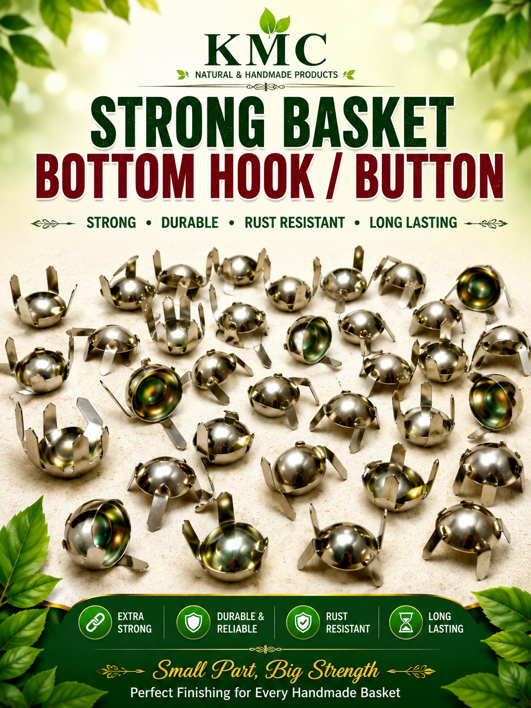 Premium Metal Basket Bottom Hooks for Handmade Wire Bags | Rust-Resistant Strong Bag Feet | Durable Bottom Buttons for Plastic Wire Basket Making | pack of 25