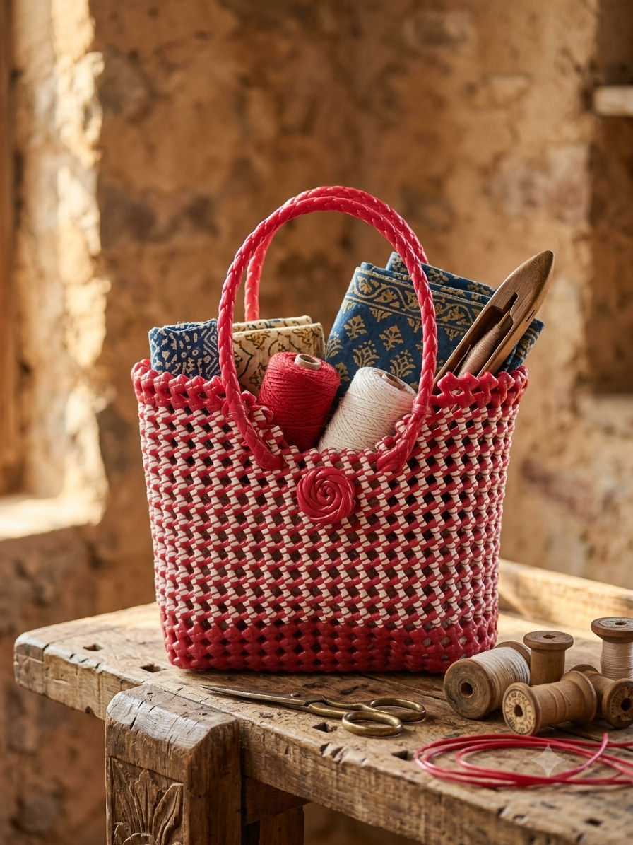 Disco red and white v shape basket 18 cm x 18 premium quality 2