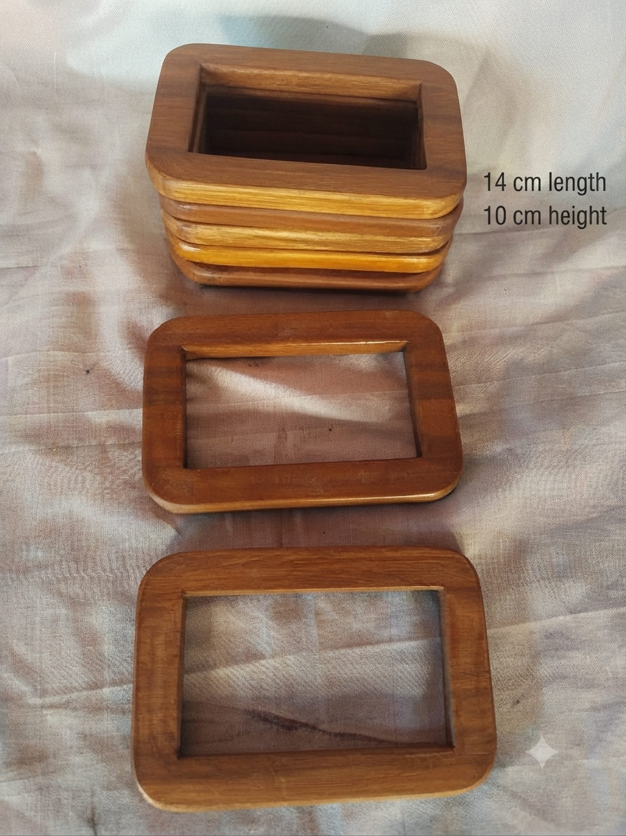 One pair Wooden handle rectangle 14 cm x 10 cm handmade premium quality for wire basket